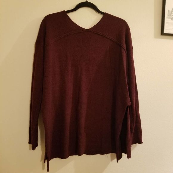 Lush Maroon large L tunic sweater pullover knit - Picture 4 of 7